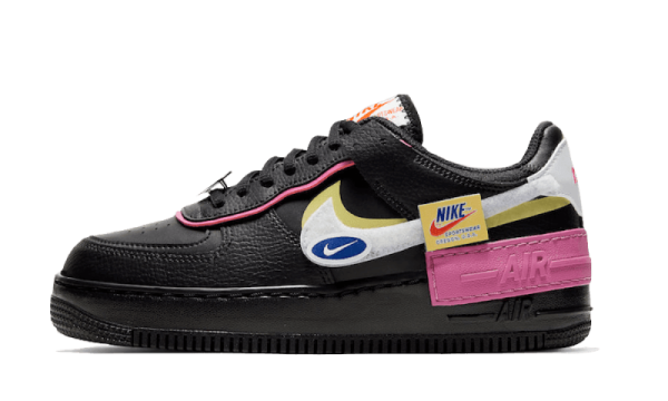 Nike Sko Air Force 1 Shadow Removable Patches Sort Lyserød